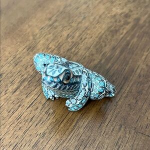 Vintage  Silver Frog Clay Polymer Sculpture one of a kind